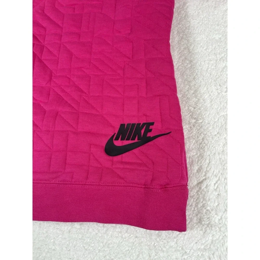 Nike AQ6367-621 Girl's Size XL Crew‎ Neck Fleece Quilted Sweatshirt Pockets Pink